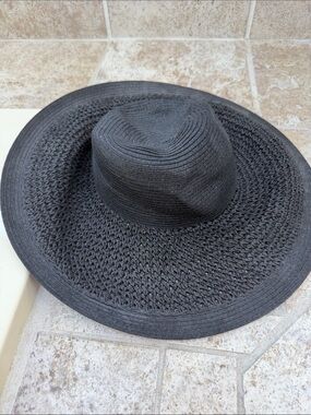 J.Crew Black Crochet Straw Sun Hat